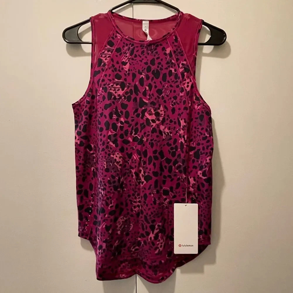 NWT Lululemon Sculp Tank Top Cheetah Print Magenta Purple Size 4 - Picture 2 of 10